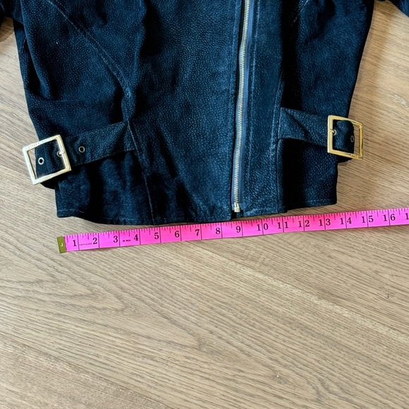 Vintage Cosa Nova Suede Leather Moto Jacket - Size L (Fits like‎ a S/M) - Black - Picture 6 of 10